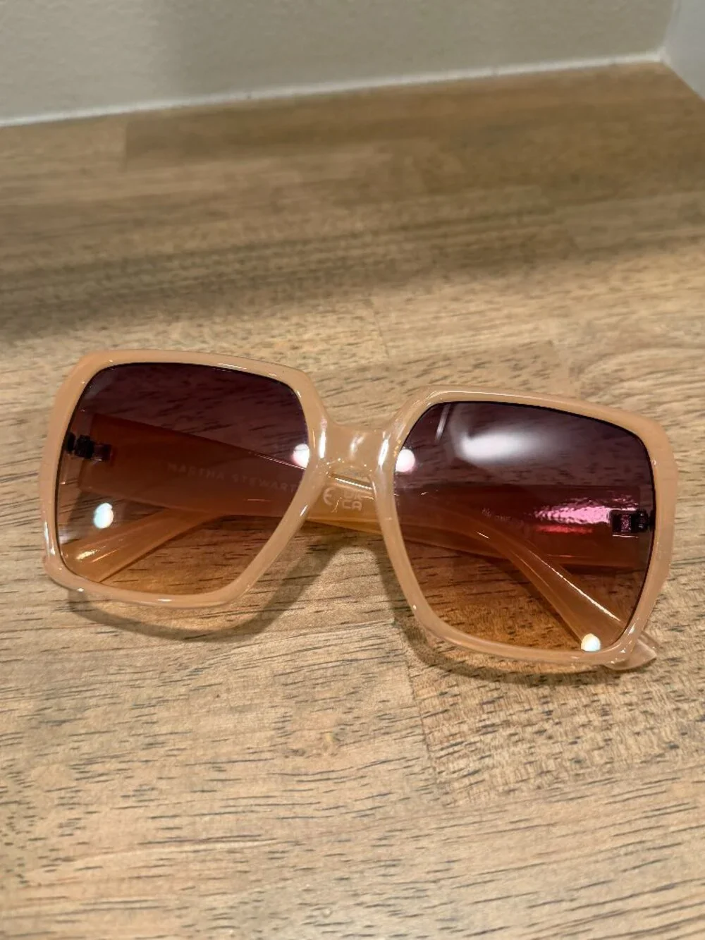 Martha Stewart Tan Square Oversized Sunglasses Gradient Lenses